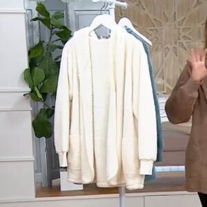 Denim & Co. Comfort Zone Sherpa Hooded Long Sleeve Cardigan